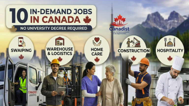 10 In-Demand Jobs in Canada with No Degree Required including trucking, construction, logistics, and hospitality.