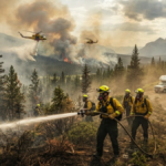 Canada firefighters responding to western wildfires during a national emergency situation
