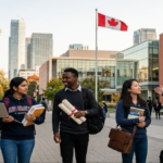 Study and Work in Canada opportunities for international students at a Canadian university campus