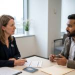 Canada immigration interview questions with applicant speaking to immigration officer