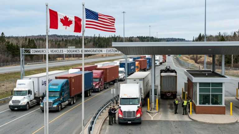 Canada-US trade agreement talks at the Canadian-American border