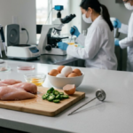 Salmonellosis and food safety with eggs, jalapeno peppers and kitchen utensils