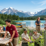 Young people working seasonal jobs in Canada in tourism, hospitality, agriculture, and park services during the summer hiring season.