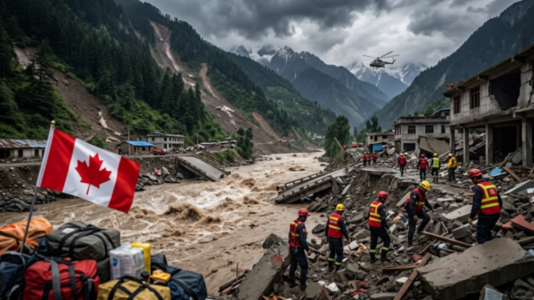 Nepal–Tibet floods with rescue workers searching through flood debris as 32 Canadians remain unaccounted for