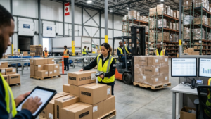 Canada Warehouse Jobs with workers in a modern distribution center