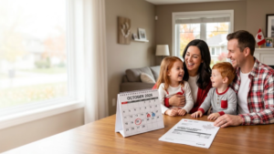 Canadian family representing Canada Child Benefit payments in October 2026