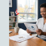 Canadian adult reviewing disability benefit information at home