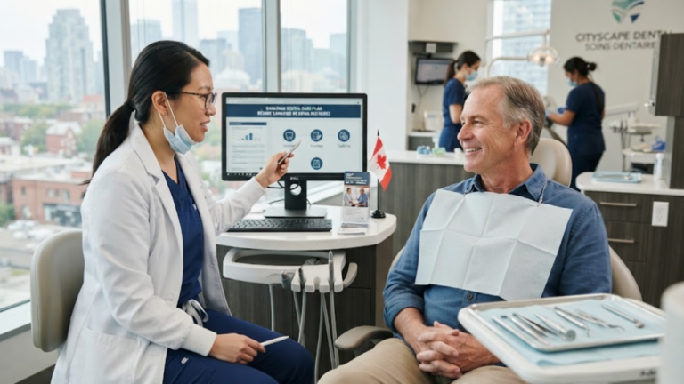 Canadian Dental Care Plan patient receiving dental care at a modern Canadian clinic