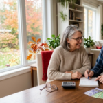 Canadian senior couple reviewing retirement finances at home for an article about October 2026 Old Age Security payments.